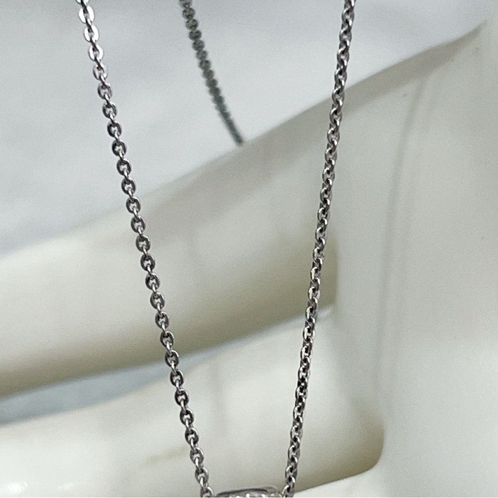 Green and White Moissanite Green Sapphire Sterling Silver Pendant 20” Necklace - Picture 9 of 11